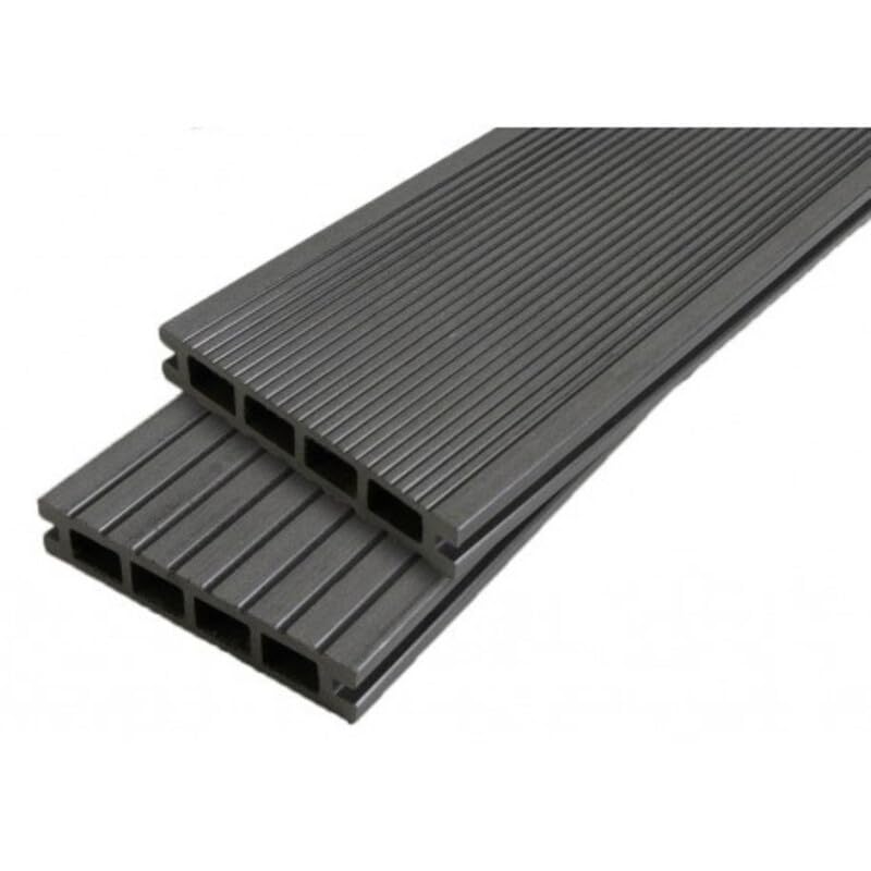 PACK 4 m² lame de terrasse composite Dual + ACCESSOIRES 2400mm Gris anthracite, ep.25mm, l.14 cm, L.240 cm