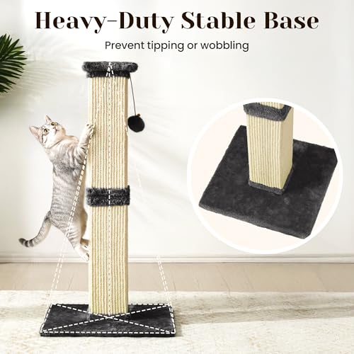 Rascador alto para gato de sisal y madera 32 pulgadas miniatura 4