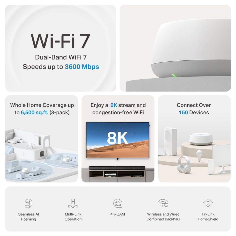 TP-Link Deco 7 BE22 Dual Band BE3600 WiFi 7 Mesh Wi-Fi System