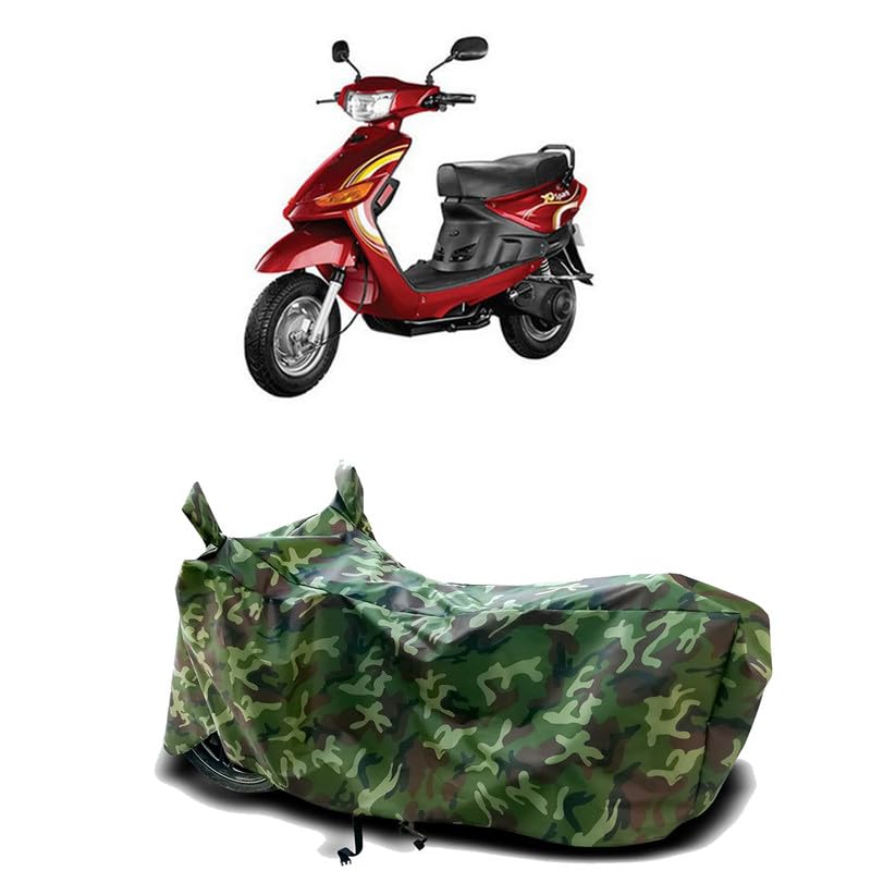Image of DUFFEL-100% Heat Protection Two Wheeler Bike /Scooty Body Cover for YObykes YO Spark BS6 Water Resistance /UV-Rays /Birds Dropping /Scratchproof /Dust Proof /Waterproof[Green Jungle Print]