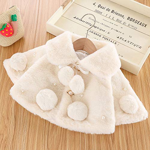 Baby Girls Fleece Bowknot Coat Pearl Long Sleeve Lapel Button Down Jackets Cute Warm Outwear for Toddler Girls2