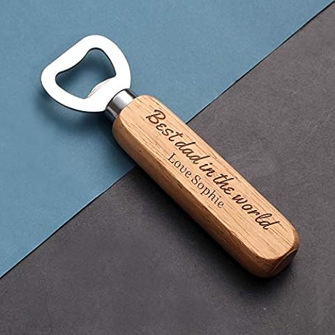 Personalised Wooden Handle Bottle Opener Gift Cover