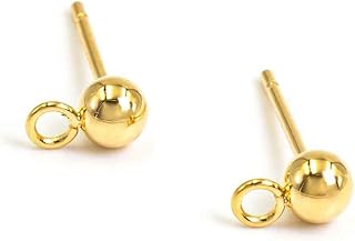 Vintage parts 304 stainless steel eyelet earrings in gold colours, 4 pieces for DIY crafting