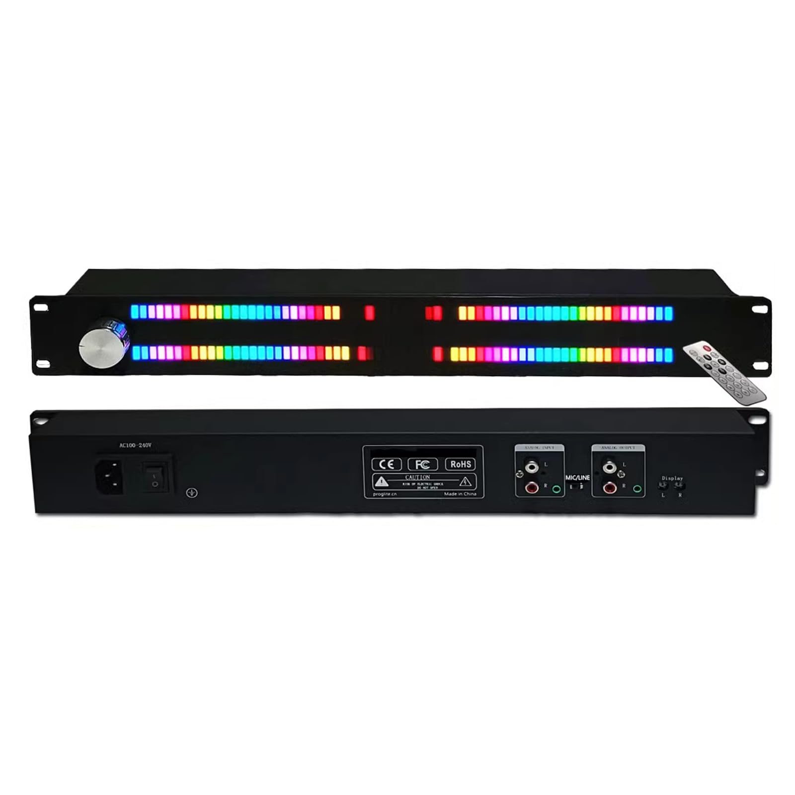 Analizador De Espectro Musical Led, Indicador De Ritmo Musical RGB, 11 Modos, 19 Colores Y 6 Niveles De Brillo Ajustables, con Control Remoto, Interfaz RCA Tra