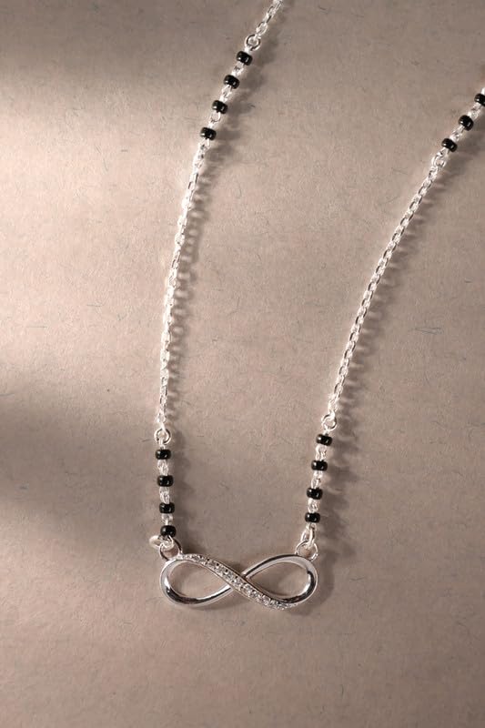 Image of Clara 925 Silver Avani Infinity Mangalsutra Tanmaniya Pendant for Women