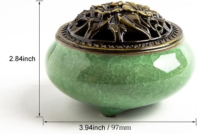 Miniatura 7 de Quemador de incienso de cerámica colorido agrietado con hielo, soporte de incienso para el hogar, base de incienso con bobina de cono de Buda Zen