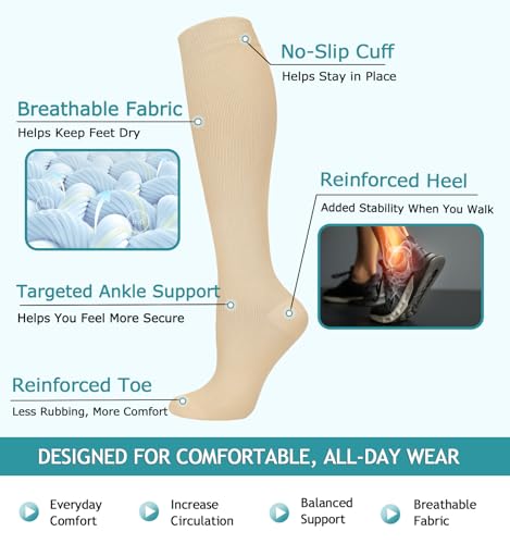 Image of 8 Pairs Compression Socks for Women & Men,Support Compression Stockings for Medical Running Athletic