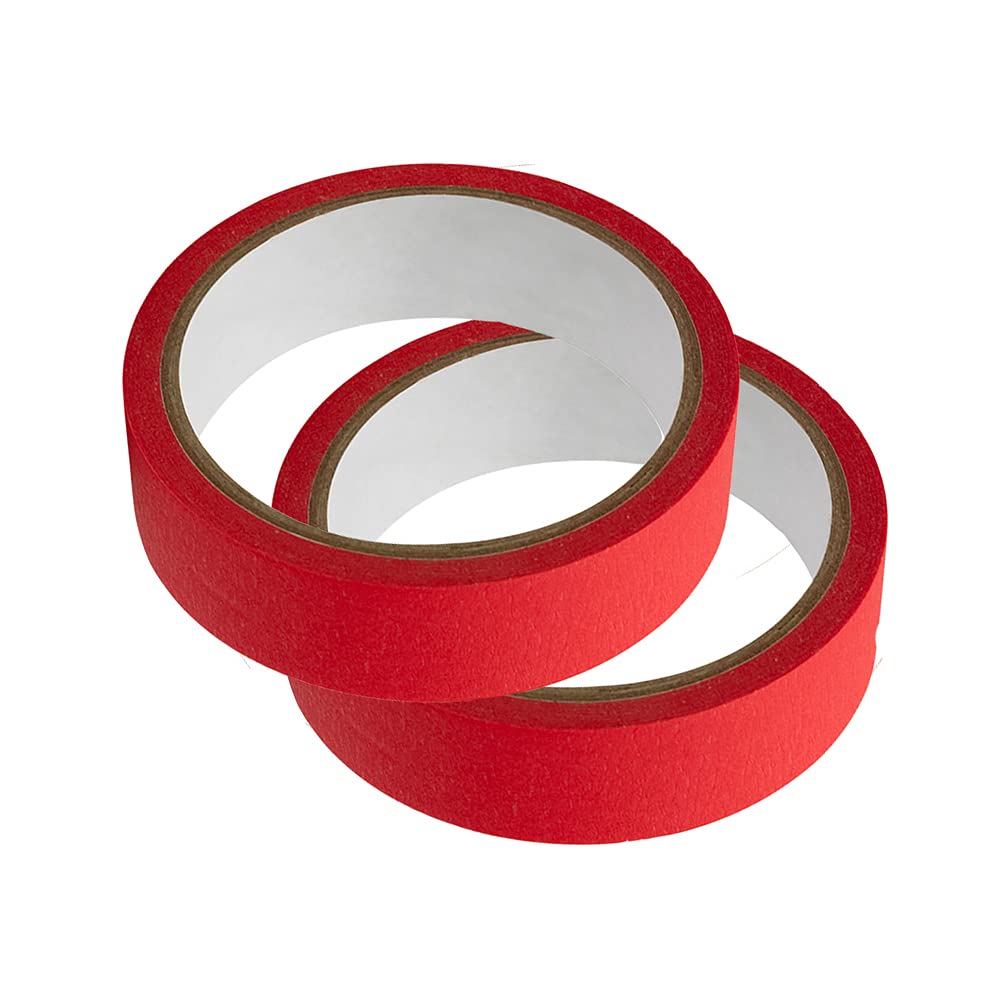 2 rouleaux de ruban de masquage, 20 m de long, papier texturé, inscriptible, ruban adhésif pour peinture, travaux manuels, décoration (20 cm, rouge)
