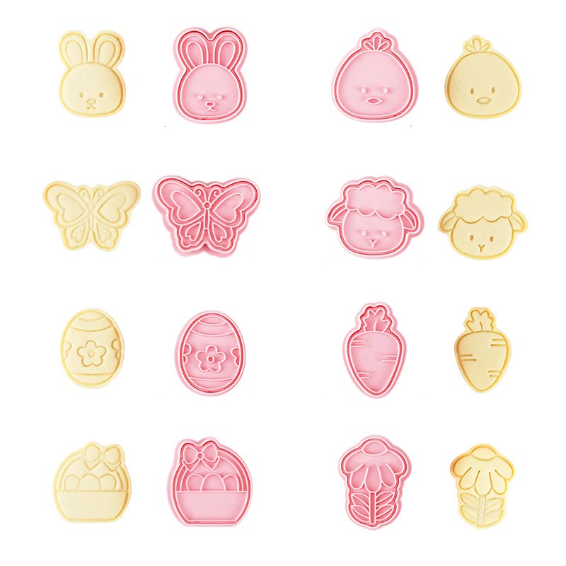 Magic Park 8pcs Animal Cookie Cutters with Stamper Set 3D Diy Cartoon Christmas Biscuit Baking Mold for Kids Birthday Party and Festival (8, Animals)