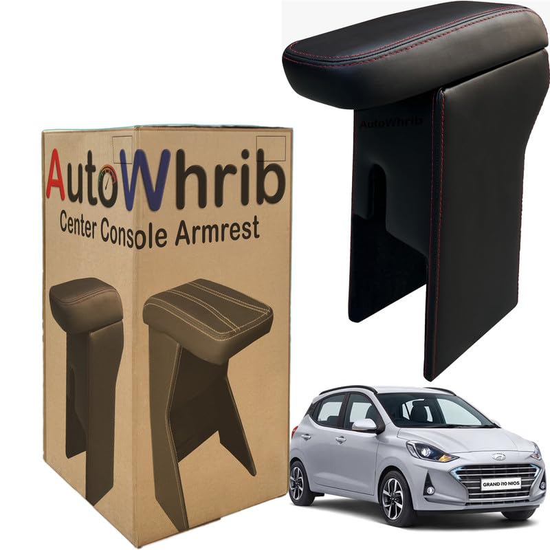 Image of Car Arm Rest For I10 Grand Nios Armrest with Storage Box & Soft Cushion Pad, Luxury Arm Rest, Black Colour