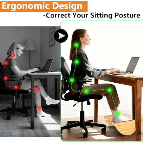 Bamboo Foot Rest for Under Desk at Work Reversible Rocking Footrest 2 in 1 with 6 - image 8