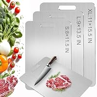 3PC Titanium Cutting Board for Kitchen,Katuchef 100% Pure Titanium Cutting Board,Double-Sided Food-Grade Metal Chopping Boards,Easy to Clean, Non-Stick & Odor-Resistant(S+L+XL)