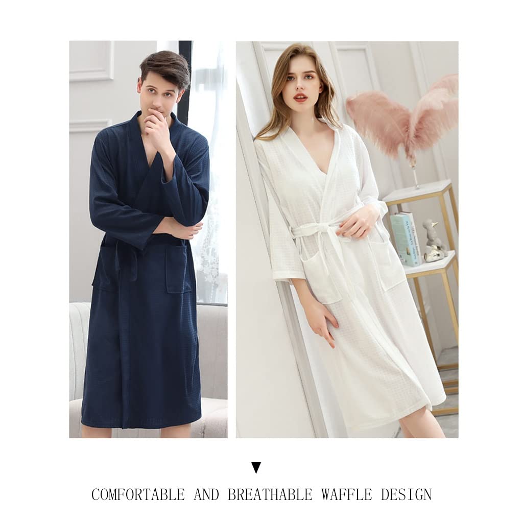 Albornoz De Gofres, Pijama Unisex De Nido De Abeja para Mujer, Camisón Corto A Juego Y Pijama para Adultos, Ropa De Dormir para Parejas, Absorbente, Suave Y Ligero