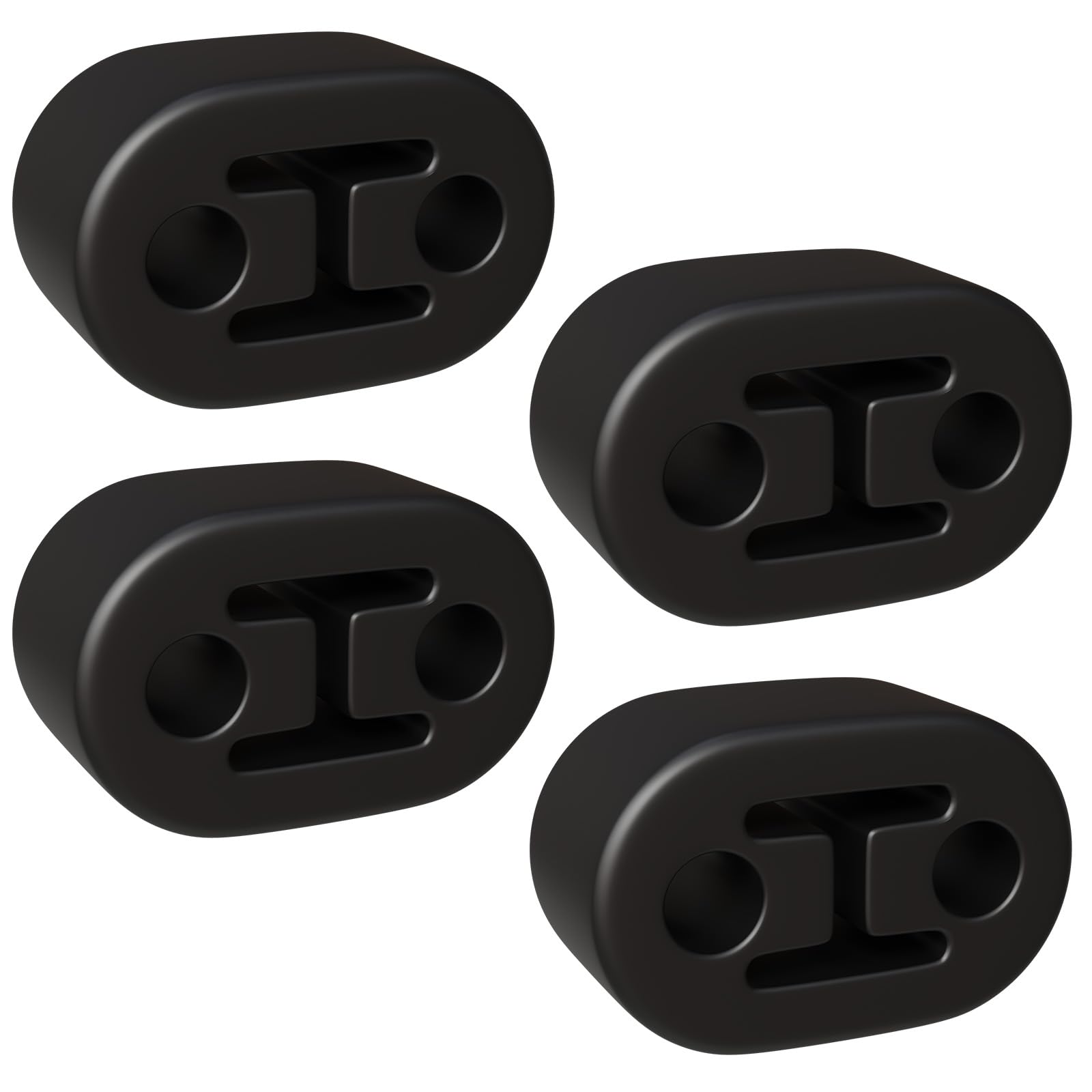 4 Stück Auspuffgummi, Gummi Auspuff Aufhänger, Universal Auto Auspuffhalterung, Suitable for All Vehicles, To Protect The Rear System, 2 Holes 12mm, Schwarz
