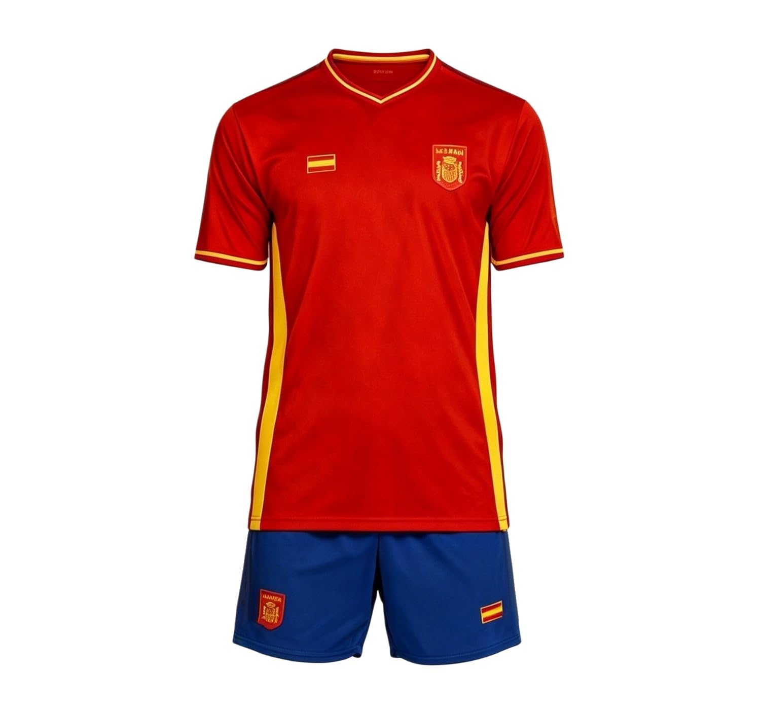 Camiseta de Fútbol España Hombre Rojo Amarillo Poliéster Manga Corta Transpirable