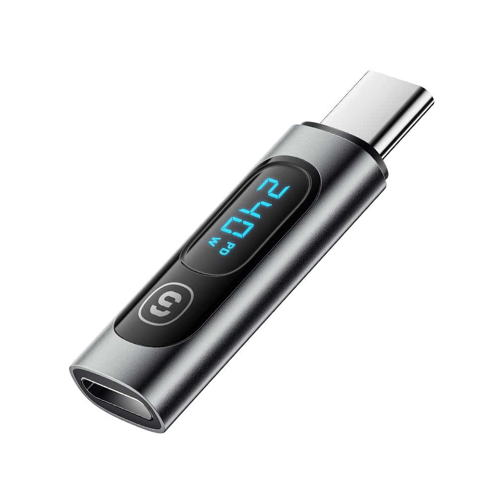 INICIO 100W PD USB C Adapter, Power Meter Tester with Digital Display Type C Female to Male 480mbps Data for MacBook iPad Pro Air iPhone 16 15 Galaxy S24 S23 Pixel 8 7 All USB C Phone Laptop-image-12