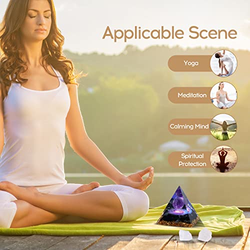 Hopeseed Orgone Pyramid For Positive Energy, Orgonite Amethyst&Obsidian Healing Crystal Pyramids For Reduce Stress Chakra Reiki Healing Meditation Attracts Lucky And Success #TOP3