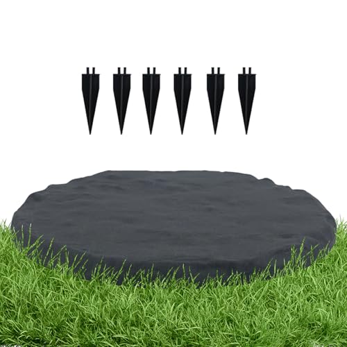 Garten Trittsteine mit Erdspießen | Dekorative Wegplatten PP (Rund 39cm) | Wetterfeste Pflastersteine für Gehweg, Terrasse, Poolbereich Deko