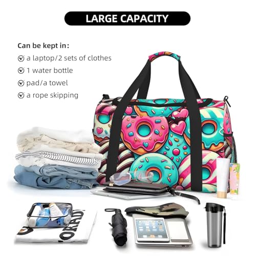 40l Gym Travel Duffel Bag Donut Chocolate Blue Mint Carry-On Workout Overnight Backpack3