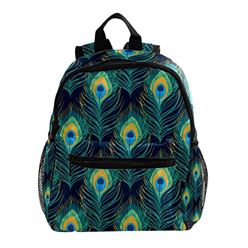 Sac à dos enfants motif plumes de paon pour l'école, les sorties nature et le plein air