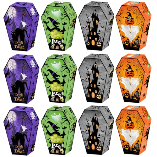 GXGM 12 peças Caixa de doces de Halloween, 16 x 6 x 5 cm caixa de presente, para Halloween casamento aniversário Natal namorados