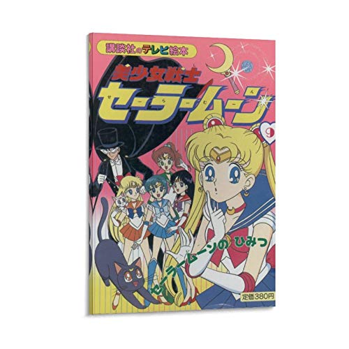 AOHOG Póster vintage de Sailor Moon, cuadro decorativo, lienzo para pared, sala de estar, póster,...