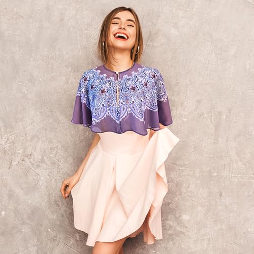 Women's Paisley Chiffon Cape Shawl – Lightweight Sheer Capelet Shrug Wrap for Dresses, Weddings & Parties4