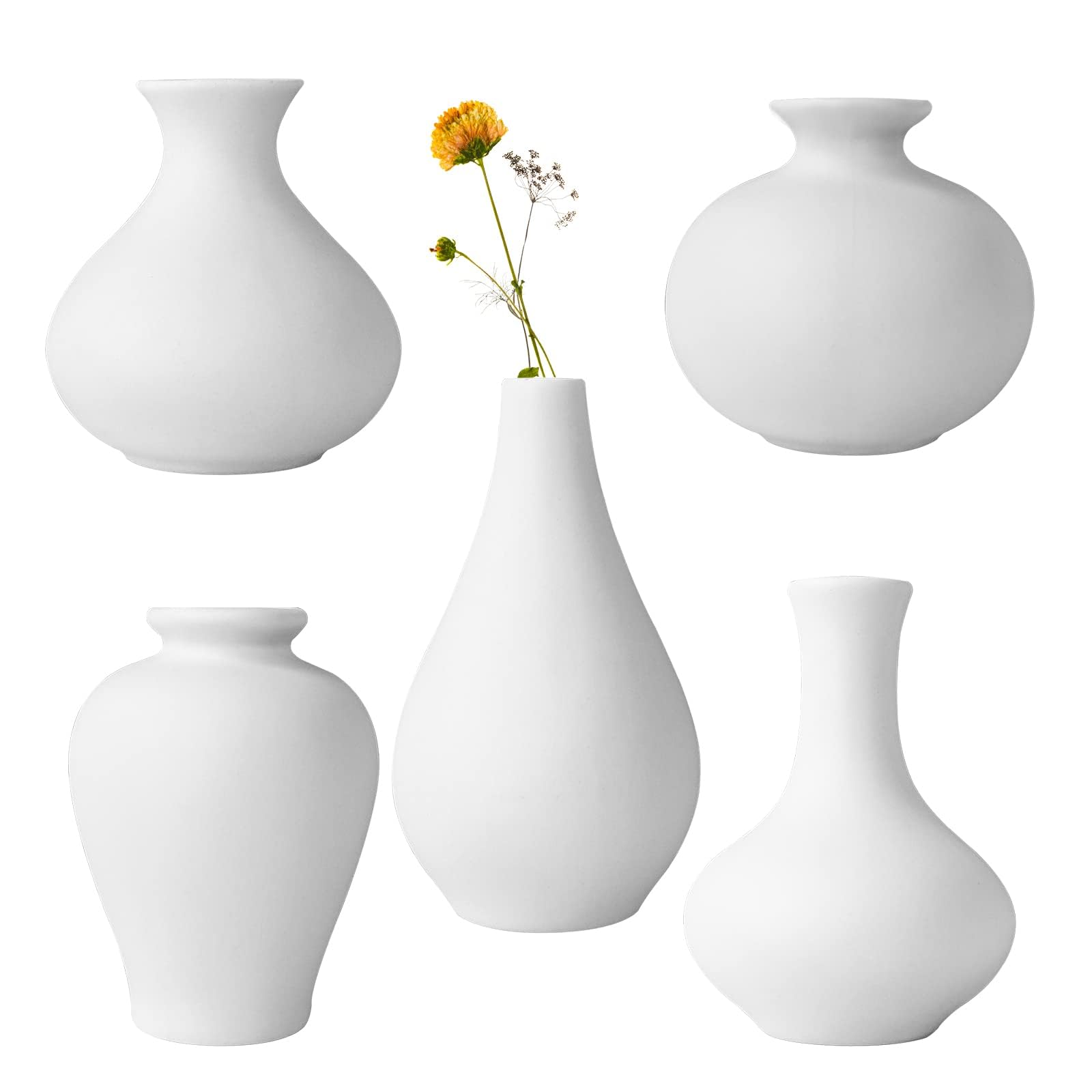 Lot De 3 Vases Céramique Blancs Style Nordique - Hauteur 20cm, Décor Côtelé, Centre Table