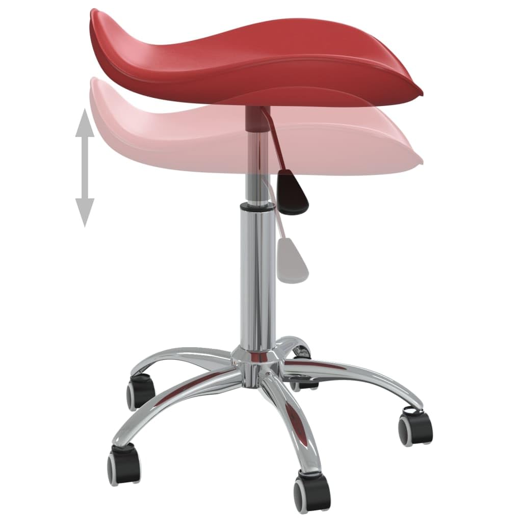 Friseur Rollhocker Weinrot Kunstleder höhenverstellbar drehbar mit Rollen für Salon Kosmetik Studio, professionelles Mobiliar für Herren Damen Kinder