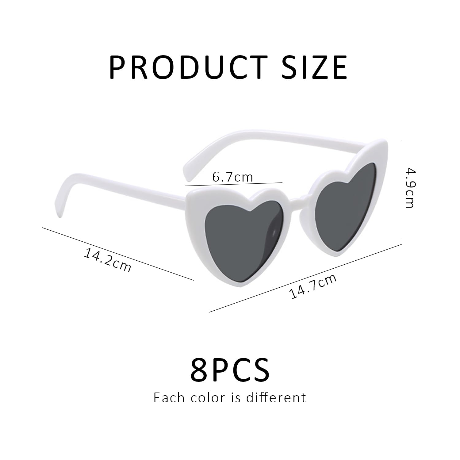 XMNIVATE 8Pcs Love Sunglasses, Multicolor Peach Heart Shaped Glasses, Heart Shaped Sunglasses, Retro Glasses, Unisex - Image 2