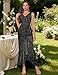 BeryLove Sequin Formal Wedding Guest Cocktail Prom Ruffle Dresses Mother of The Bride Dress Evening Sparkly Party Long Elegant Gowns 0099 Black L