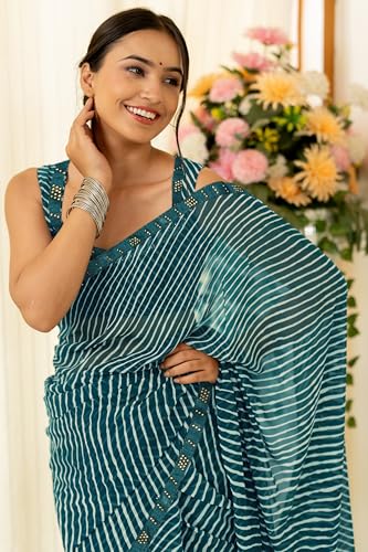 Image of MIRCHI FASHION Women Saree Georgette Traditional Bandhani | Ethnic Printed Sari for Social Gatherings with Unstitched Blouse Piece