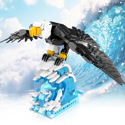 Wilde Adler Tiere Klemmbausteine Set,1018 Stück Creative Tierfiguren Bausteine Kompatibel mit den Berühmte Marken Tieren Modell Bauspielzeug Dekoration Geschenk für Erwachsene Kinder Jungen 8+