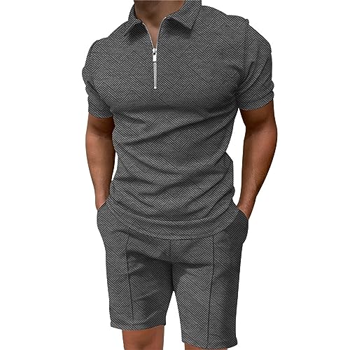 Ensemble t-shirt et short de sport homme pantalon veste respirant gris XXXL