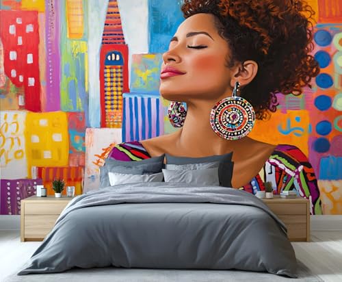 YAHLIGU Graffiti Peel and Stick Wallpaper, City Street Wallpaper, Fashion Women Wallpapers for Bedroom, Beautiful Woman Wall Paper for Living Room, Large Mural for Kitchen Apartment