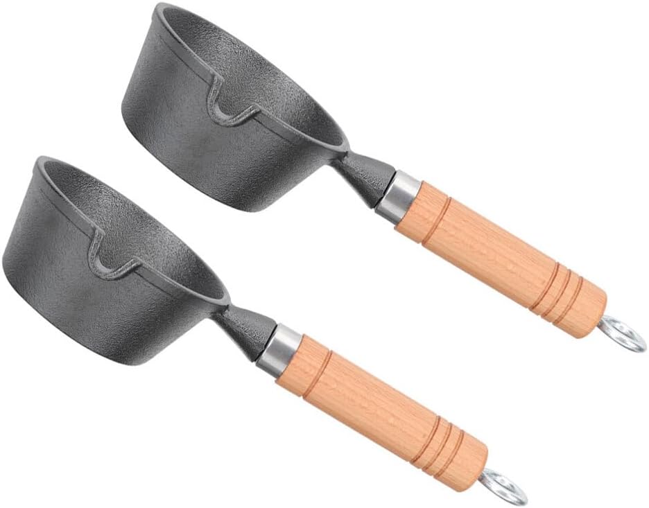 STOBAZA 2pcs Mini Cast Iron Oil Pot Multifunctional Melting Pot for Butter Cheese and More Small Wok for Frying Eggs Cooking Soups and Stir-frying Vegetables Compact Kitchen Accessory