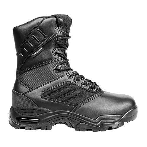 Men’s Tactical Boots Waterproof Soft Toe Ultimate 8” with Zipper - Oil & Slip Resistant Black Leather Boots2
