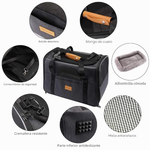 Bolsa portátil para perro transpirable morpilot con correa ajustable y cuenco 4