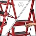JOISCOPE 5 Step Ladder, Non-Slip Wide Tread Household Step Ladder, Foldable Portable Ladder Tool, Multifunctional Strong Ladder for Indoor and Outdoor Household Office, Quality Upgrade, Red