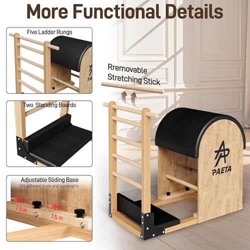PAETA Pilates Ladder Barrel, Wooden Spine Corrector Pilates Machine for Home Workout, Pilates Arc for Balance, Core Strengthening and Stretching - Thumbnail 6