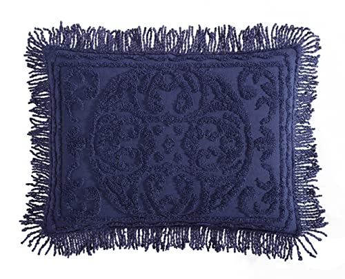 Image of Beatrice Home Fashions Medallion Standard Cotton Chenille Sham, Navy