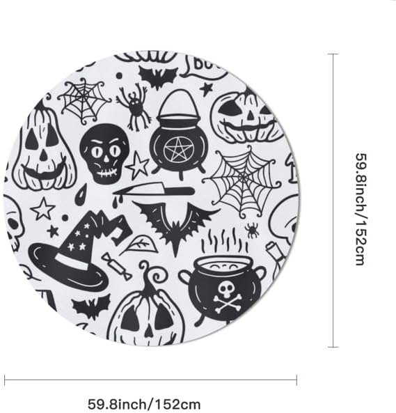 Miniatura 2 de Bidesign Mantel redondo de Halloween de 60 pulgadas, decoración de casa encantada, mantel de calabaza, para fiesta de Halloween, vacaciones, cena,