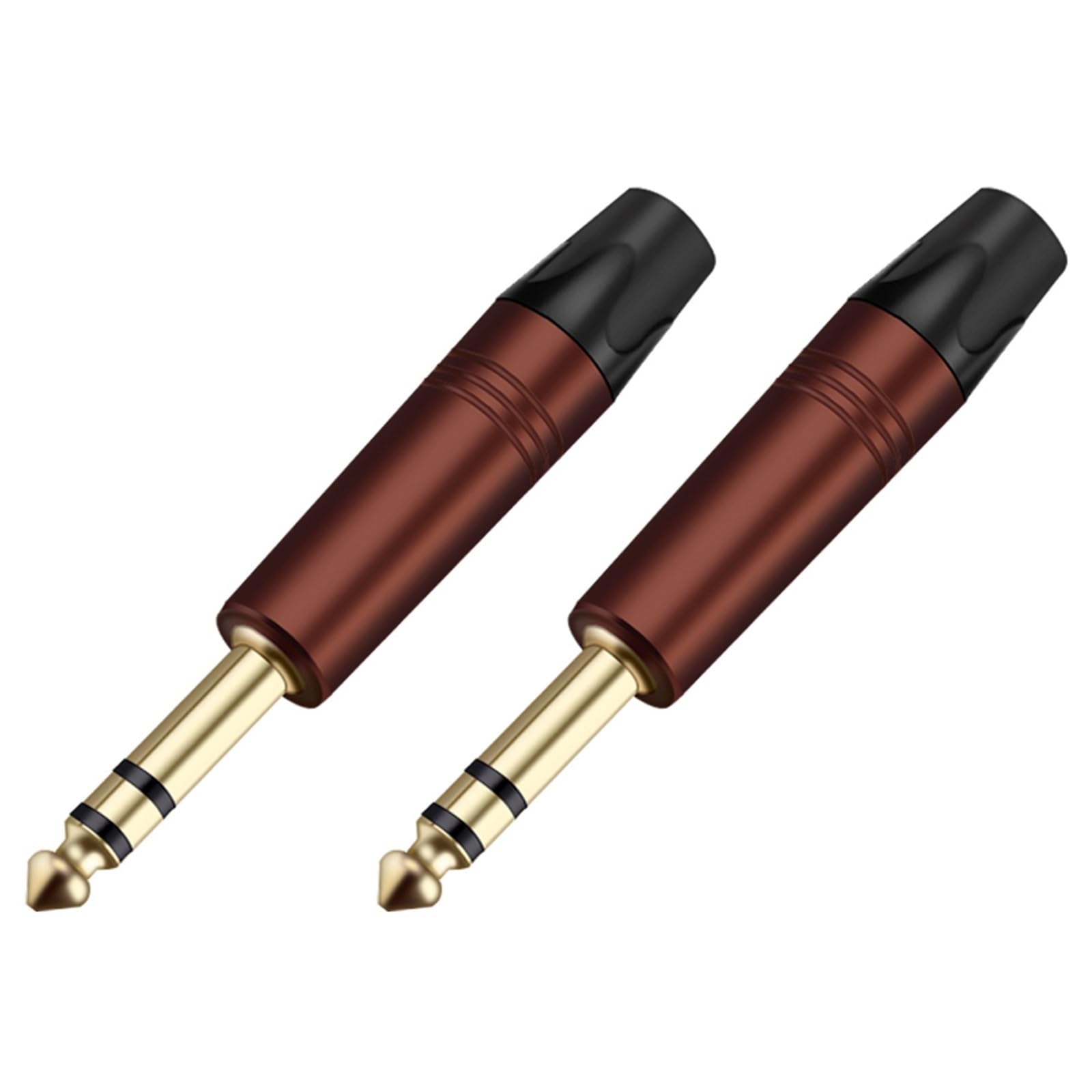 2 connettori jack da 6,35 mm per microfono, amplificatore di nucleo stereo a 3 poli, connettore jack da 6,35 mm, connettore maschio 1/4 (nero)