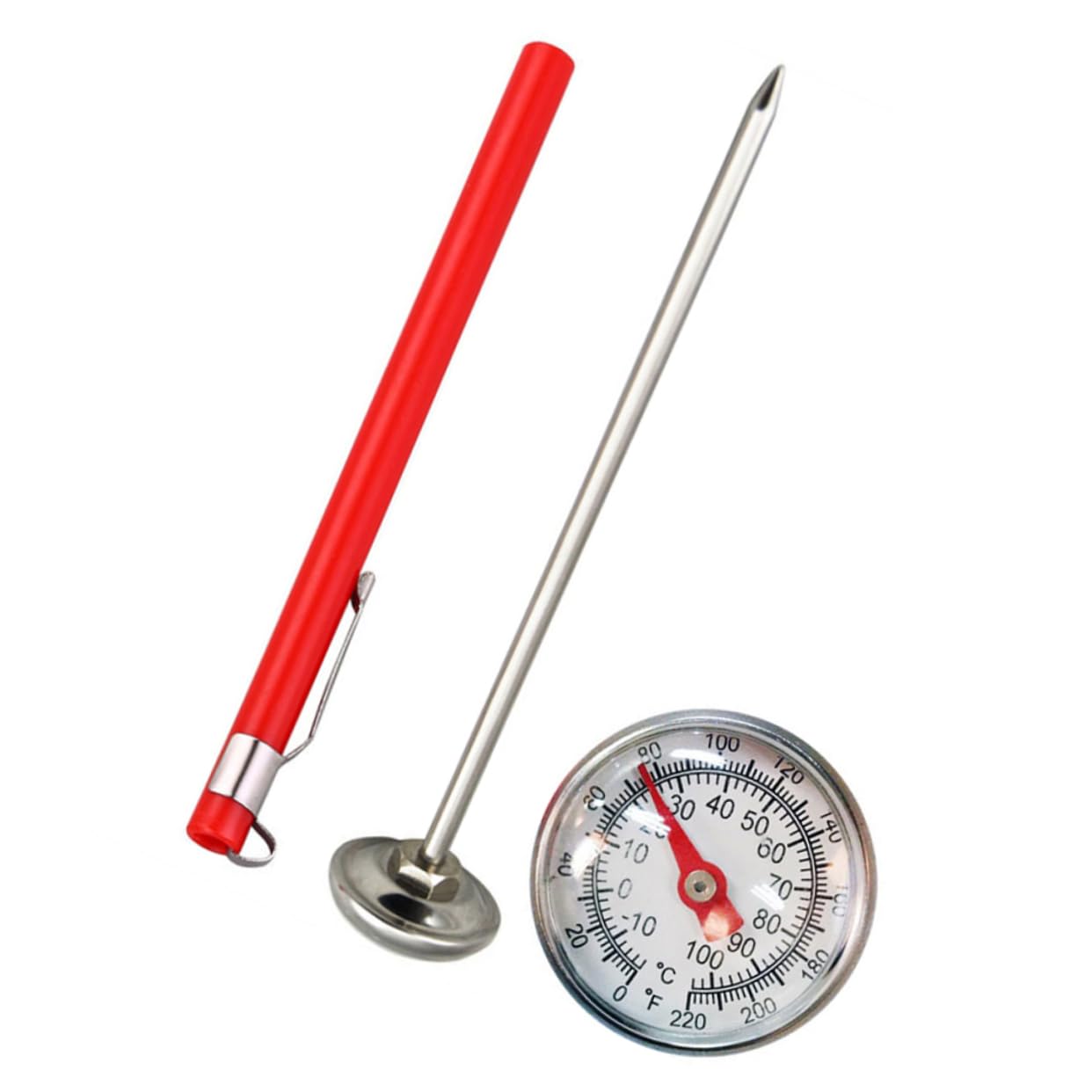 PRETYZOOM Stainless Steel Meat Thermometer with Precision Probe Instant Read Kitchen Thermometer for Cooking BBQ Milk and Coffee for Home Use and Compact Design