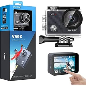 AKASO Action Cam 4K30FPS Unterwasserkamera WiFi 40M EIS Anti-Shake Action Kamera 4X Zoom mit Touchscreen, Fernbedienung…