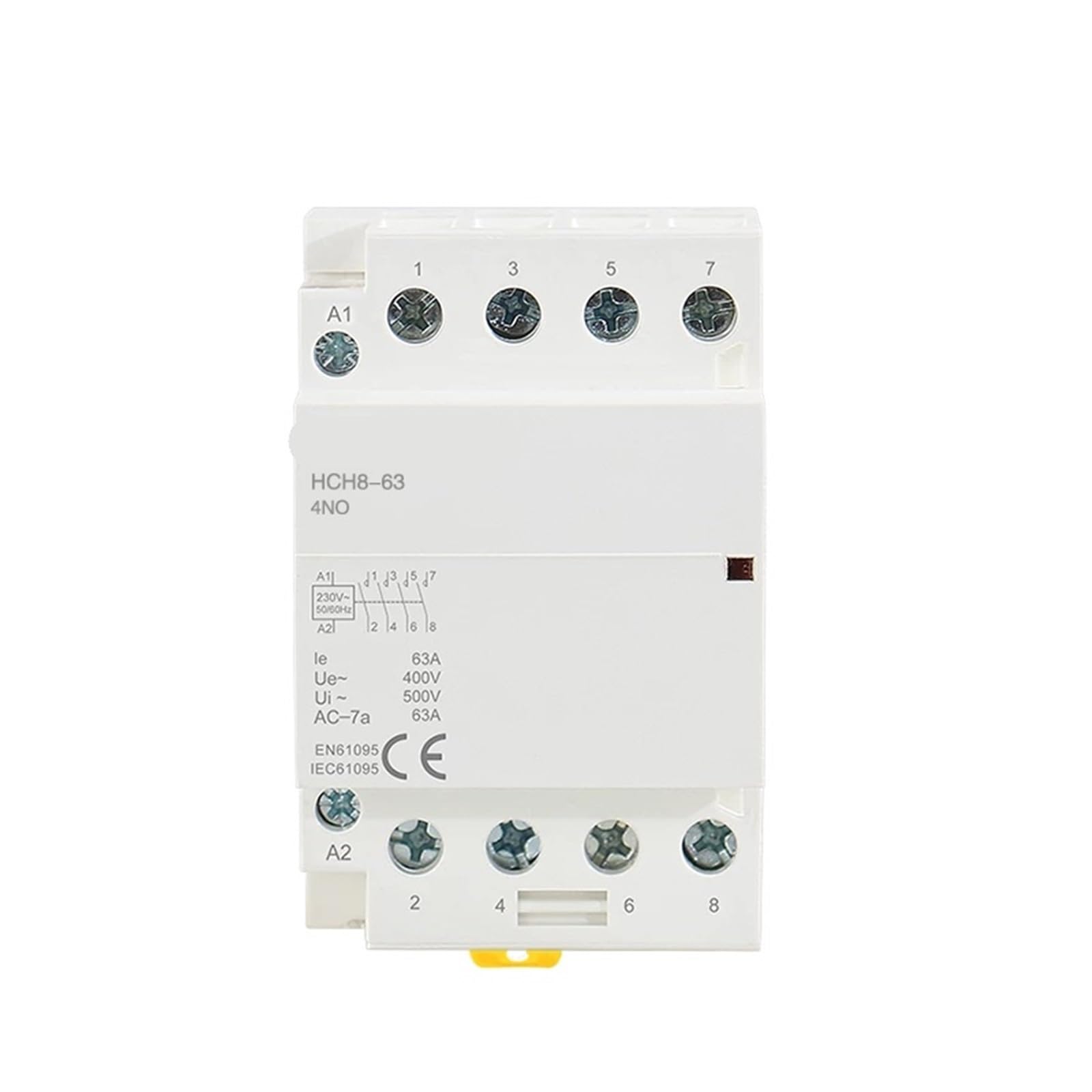 JJHQOKYNA HCH8-63 40A Modular Contactor 4P 4NO 4NC 2NO2NC Or 220V Automatic Household 1Pcs(4P 63A 4NC AC230V)