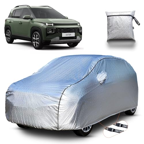 Image of Continental [SilverGuard] Dual Belts Extra Protection Hyundai Exter Car Cover (2023-2026) Build with Triple Stitched,Waterproof & Dustproof Car Cover for Exter (Metallic Silver).