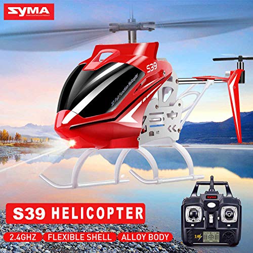 Image of POCO DIVO Raptor S39 RC Helicopter 2.4Ghz Medium Size Alloy Gyro Dual Speed 3CH Indoor Flight Aircraft with Light, Red