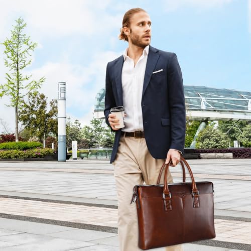 Cueca de couro italiano de flor integral da Banuce para homens e mulheres, bolsa de mão para laptop