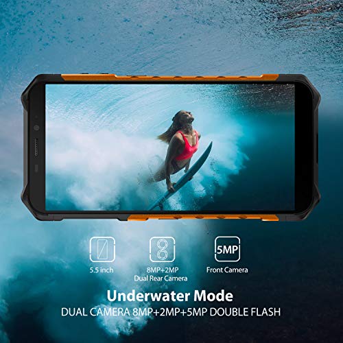 Ulefone-Armor-X3-Movil-Libre-Resistente-IP68-Impermeable-Smartphone-de-55-189-HDAndroid-9-Dual-SIM-2GB32GBDoble-Camara-de8MP-2MP-y-5MP5000mAh-Bateria-Face-IDGPSWi-FiBluetoothNaranja